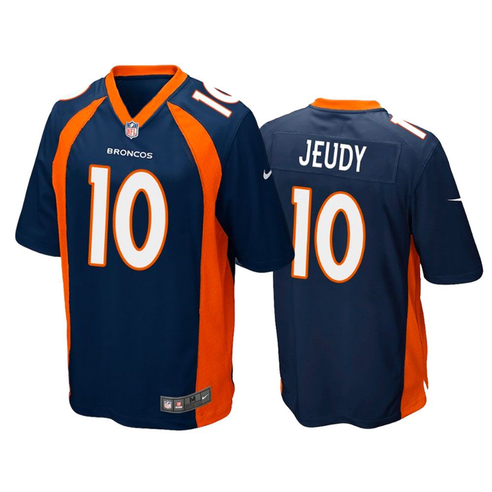 Men Denver Broncos #10 Jerry Jeudy Nike Navy Game NFL Jersey